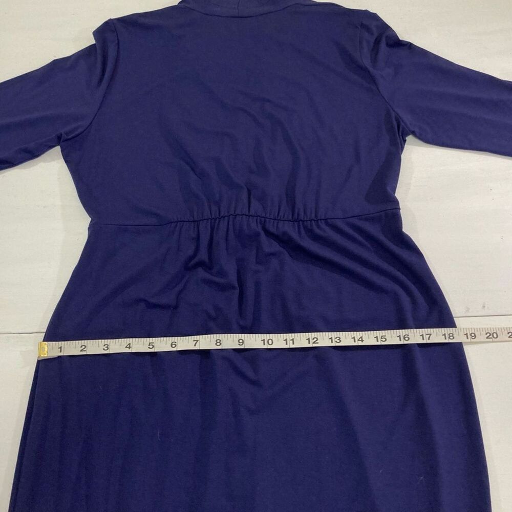 Tori Richard Honolulu Dress Womens M Blue Twist Front Jersey Knit Preppy - Picture 7 of 8